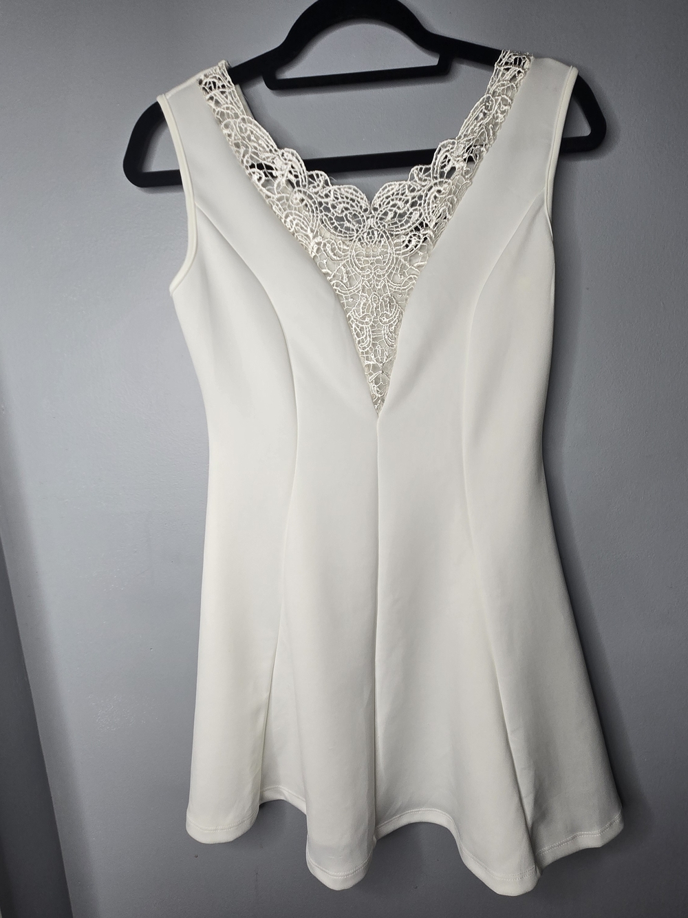Mesmerized Ivory Lace Inset Fit & Flare Dress Medium Bachelorette Bride Wedding